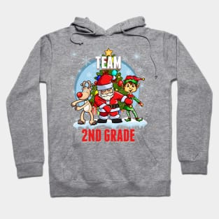 Team 2ND GRADE Santa Elf Reindeer Flossing Kids Christmas Hoodie